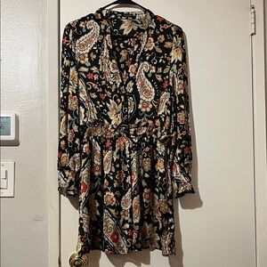 Zara Black Floral Long Sleeve Dress